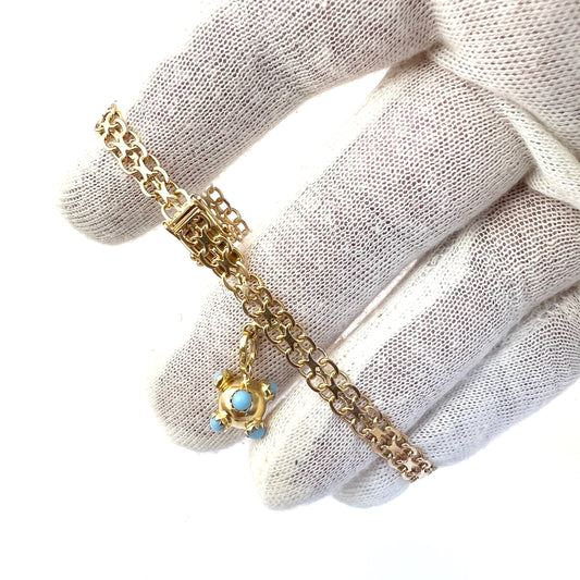 Sweden 1962. Vintage Space Age 18k Gold Turquoise Sputnik Charm Bracelet.