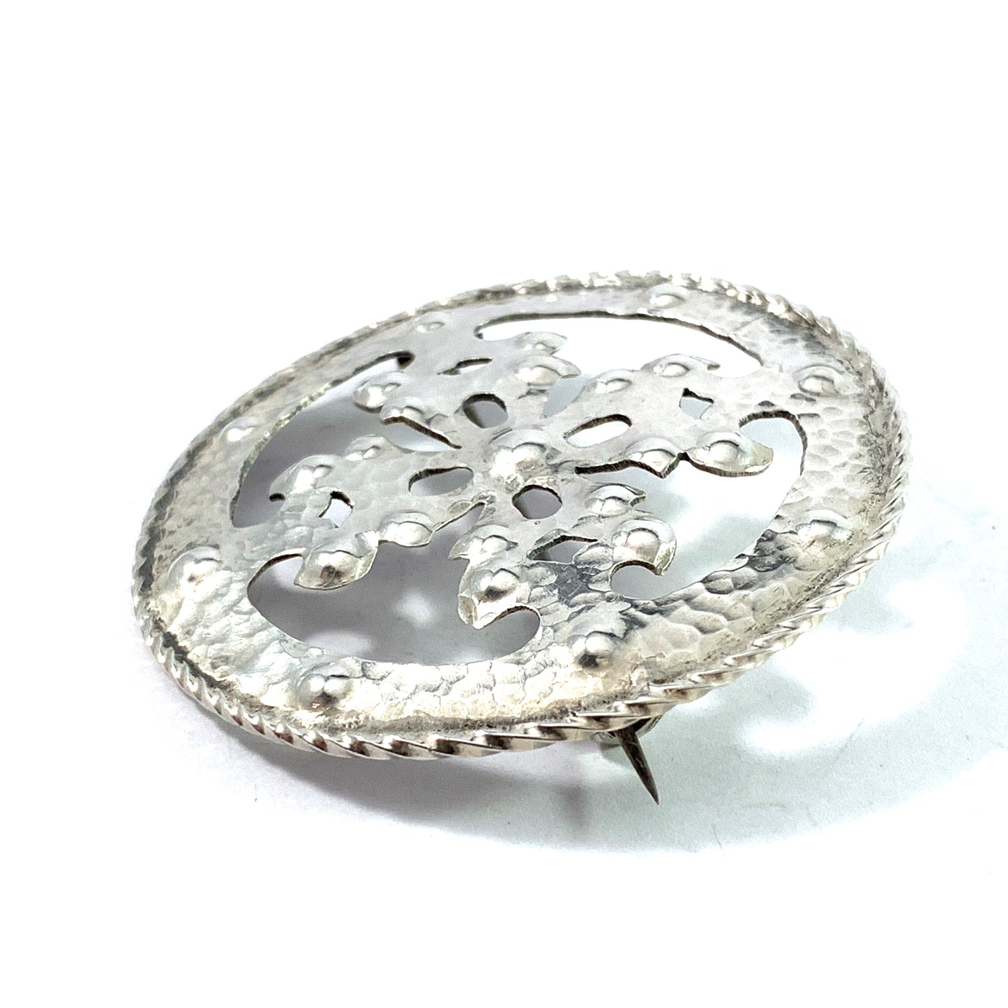 T Nordström, Sweden 1908. Antique Sterling Silver Traditional Shield Brooch.