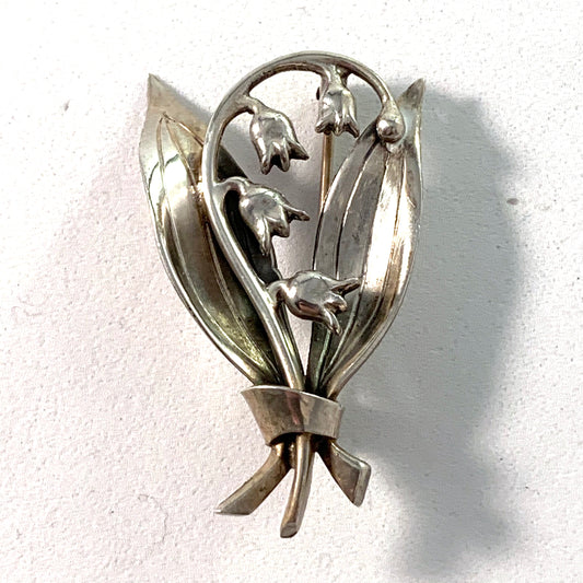 Wahlberg, Sweden 1939 Sterling Silver Lily of the Valley Brooch