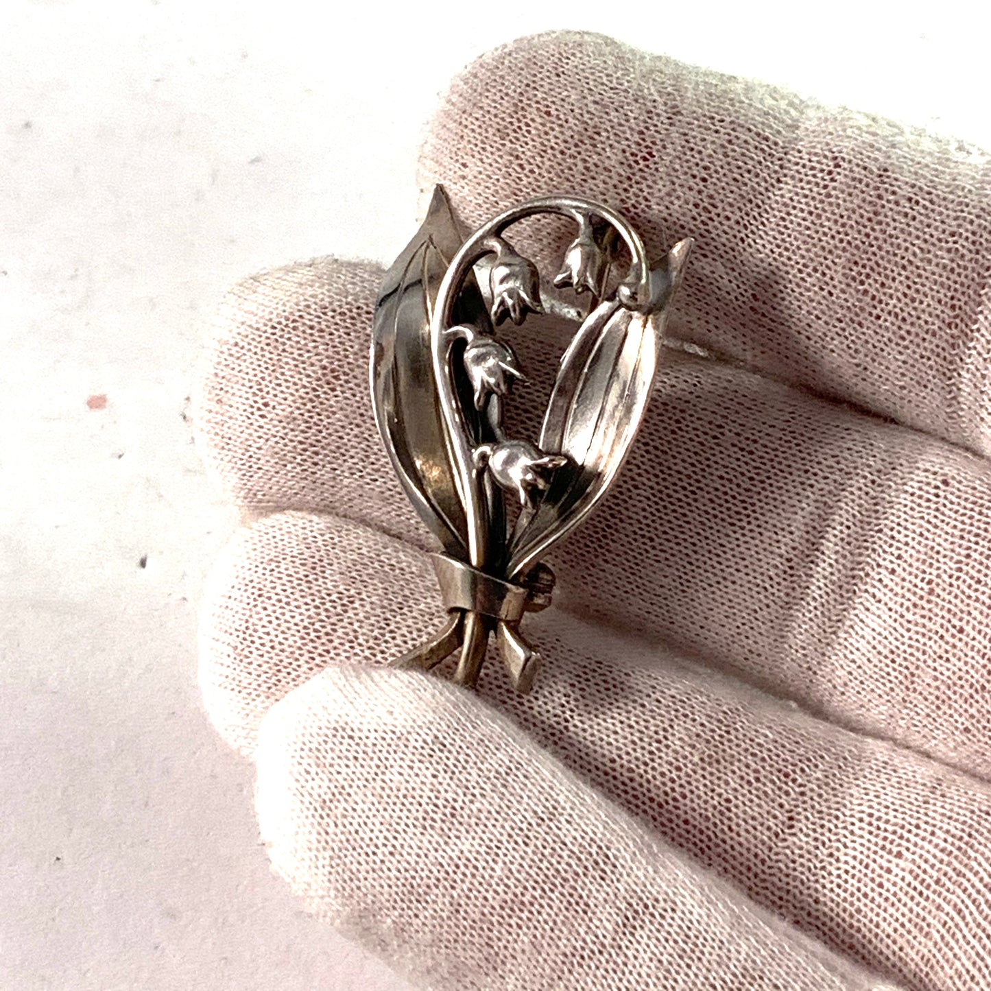 Wahlberg, Sweden 1939 Sterling Silver Lily of the Valley Brooch