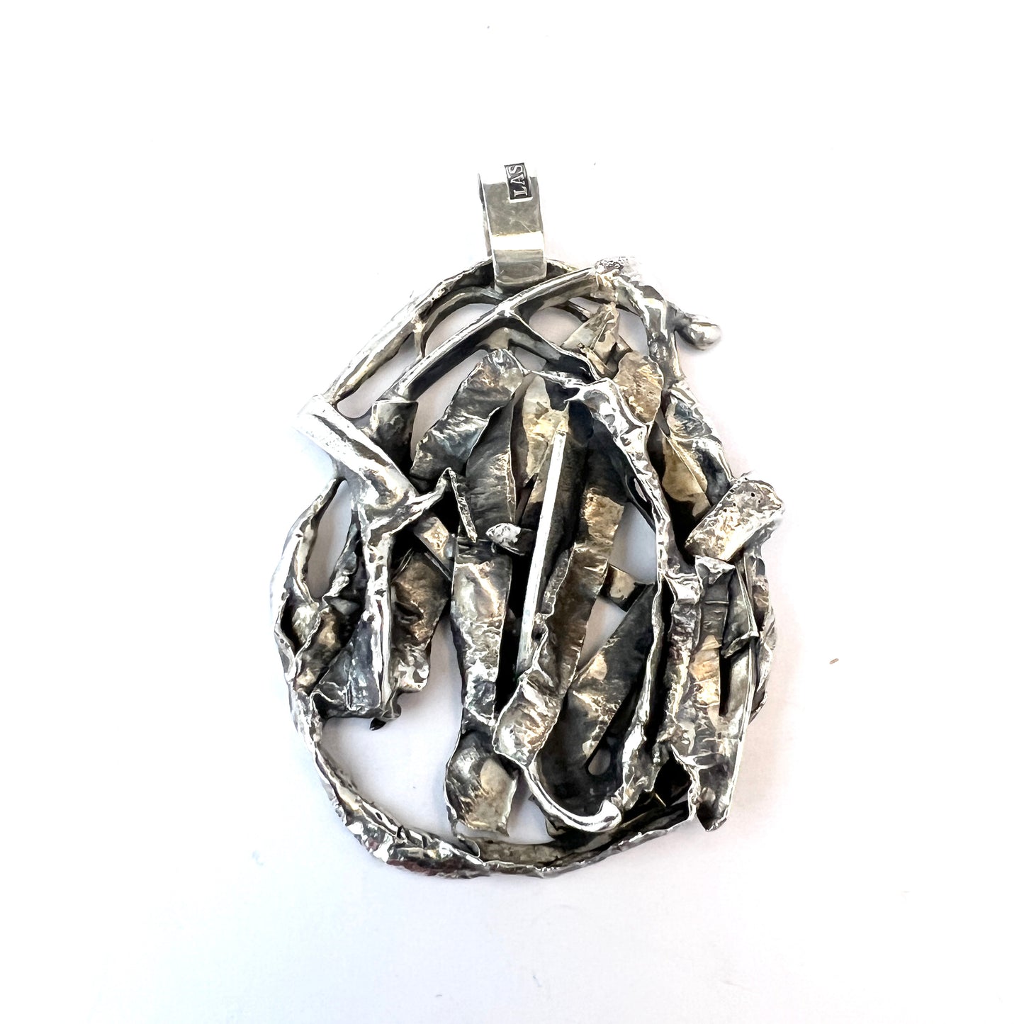 Skoglund, Sweden 1973. Vintage Brutalist Sterling Silver Pendant.