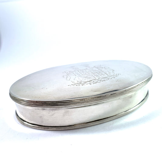 Rasmus Jorgensen Brock, Copenhagen year 1807 Georgian Solid Silver Large Dressing Table Trinket Jewelry Box.