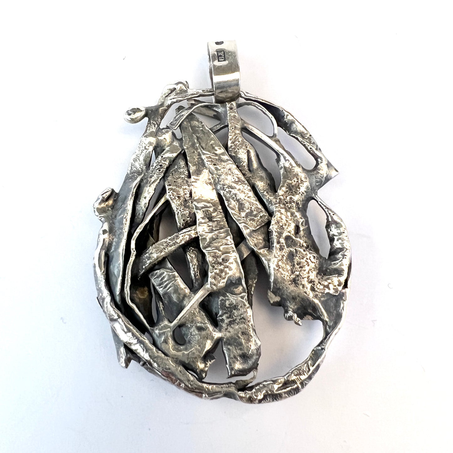 Skoglund, Sweden 1973. Vintage Brutalist Sterling Silver Pendant.