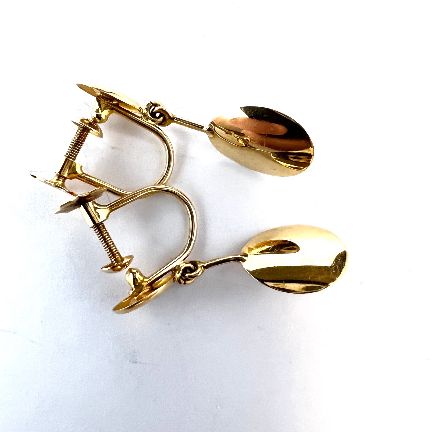 Fryklund & Pålsson, Sweden 1957. Vintage 18k Gold Moonstone Earrings.