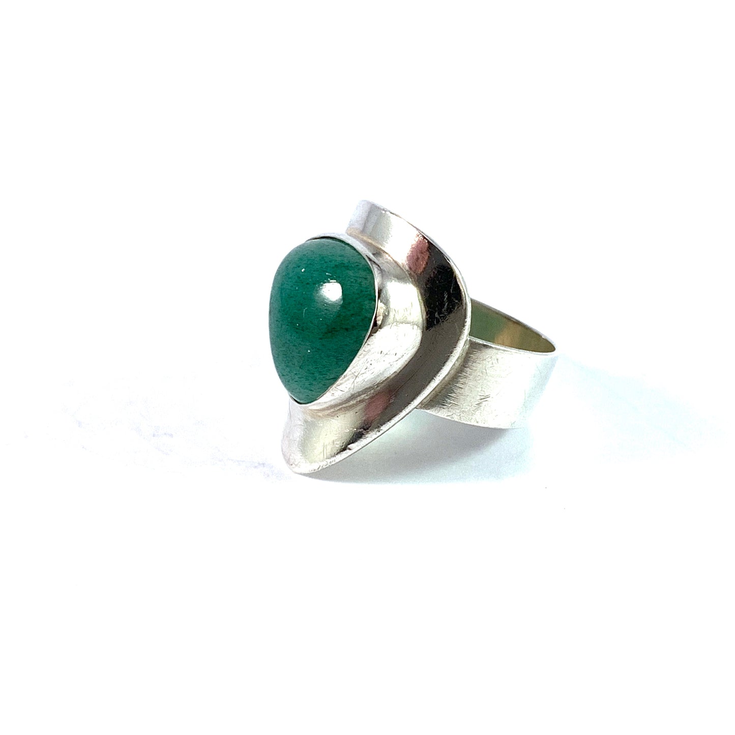 Germany 1960s. Vintage Modernist 835 Silver Aventurine Ring.