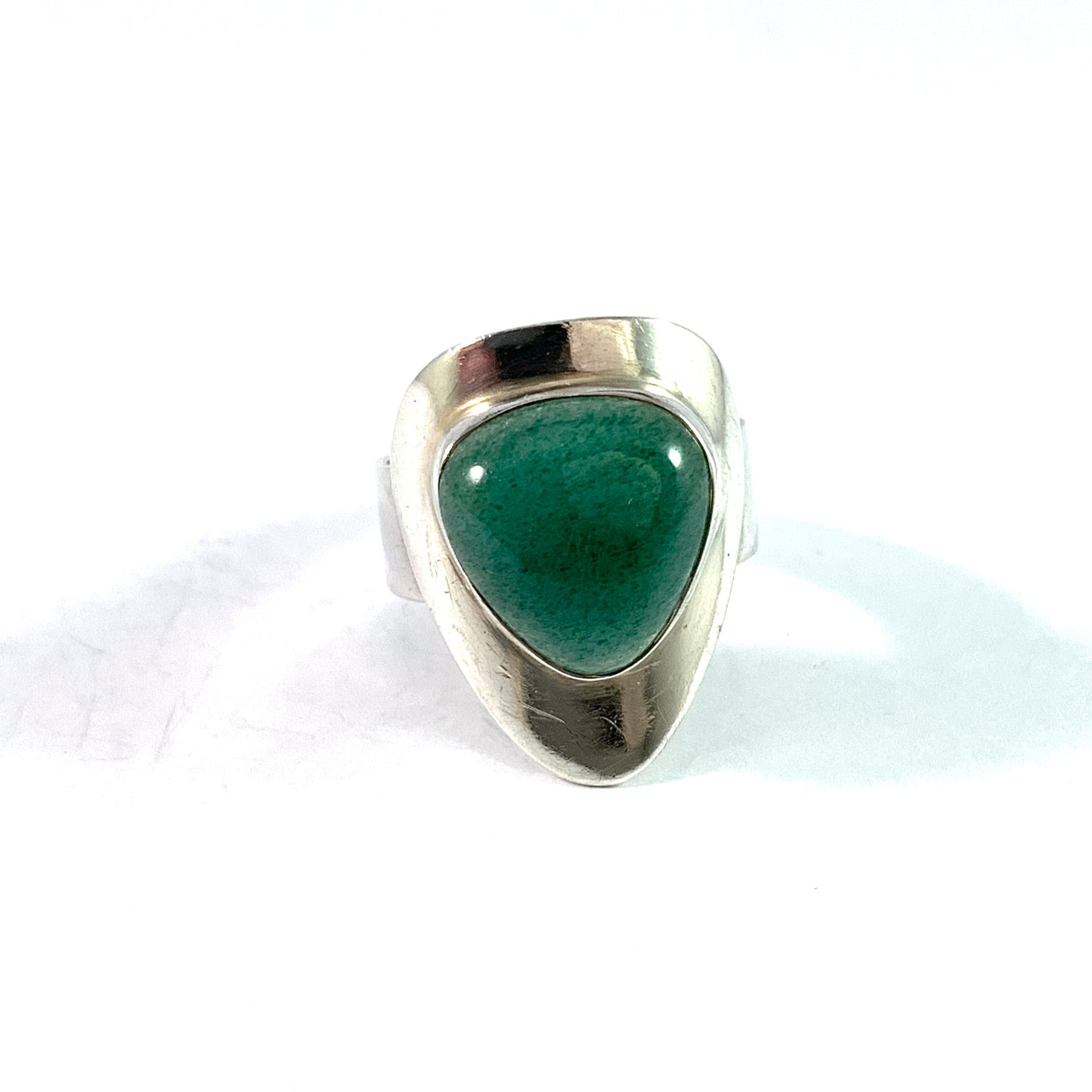 Germany 1960s. Vintage Modernist 835 Silver Aventurine Ring.