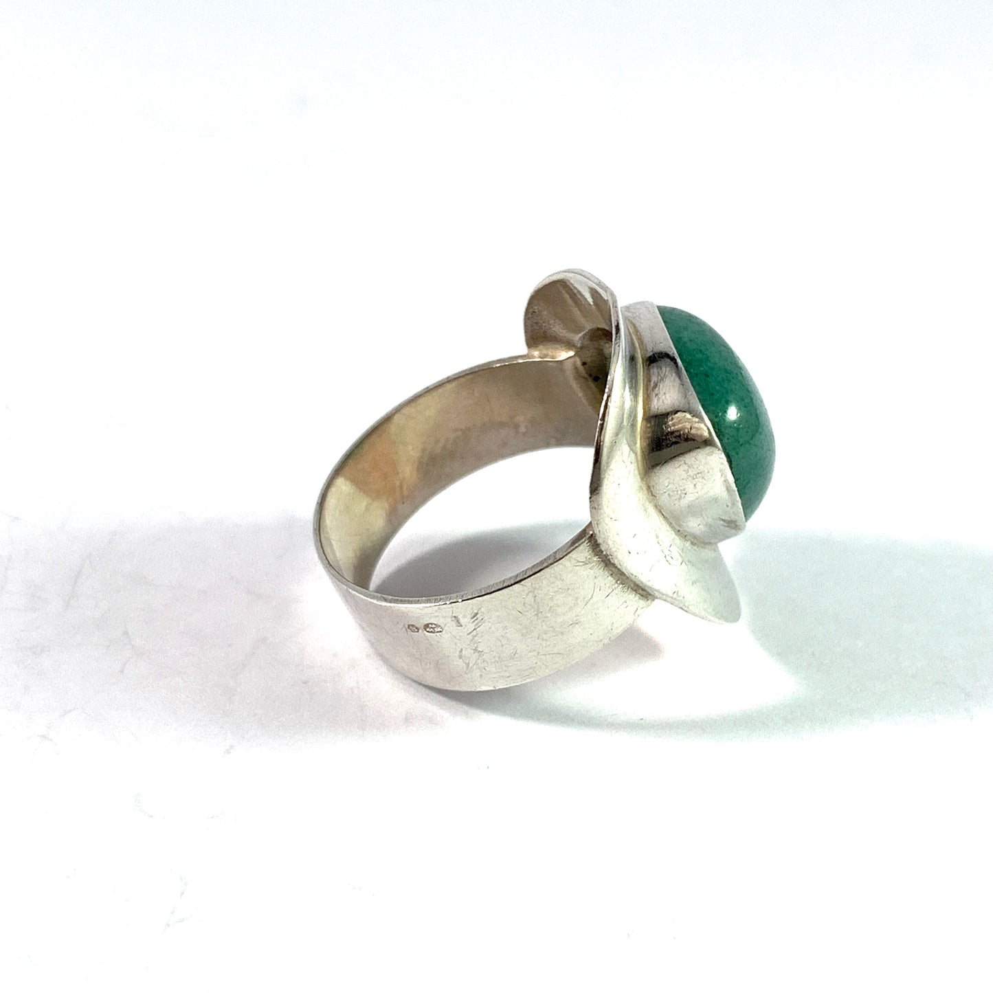 Germany 1960s. Vintage Modernist 835 Silver Aventurine Ring.