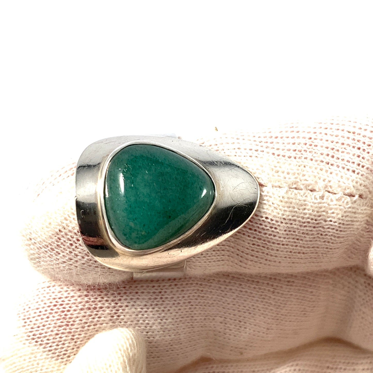 Germany 1960s. Vintage Modernist 835 Silver Aventurine Ring.