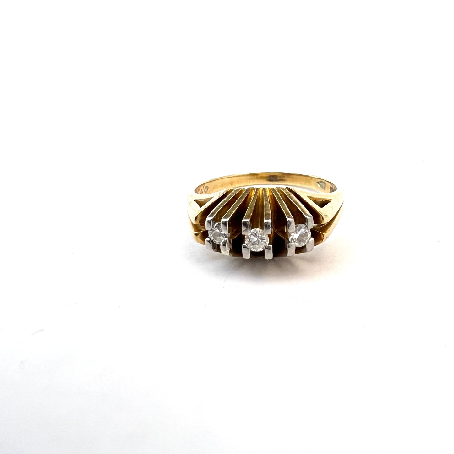 Denmark 1940-50s. Vintage 14k Gold Diamond Ring.