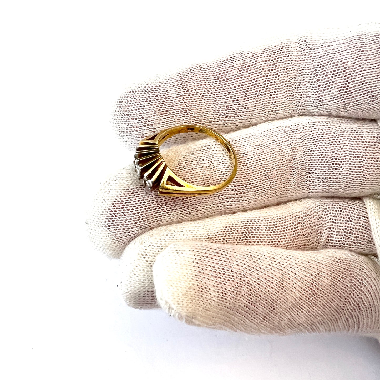 Denmark 1940-50s. Vintage 14k Gold Diamond Ring.