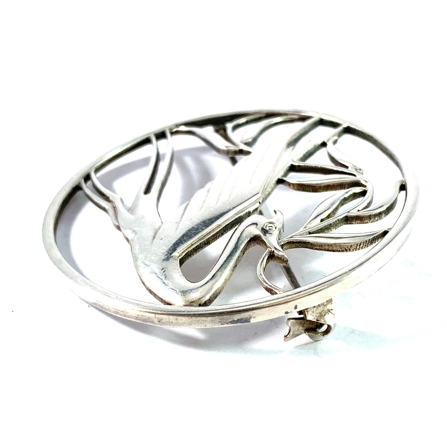 G Dahlgren, Sweden 1947. Large Vintage Mid Century Sterling Silver Bird Brooch.