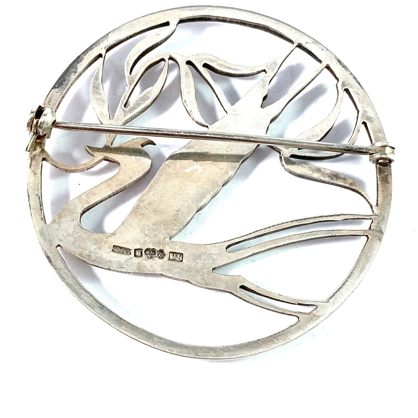 G Dahlgren, Sweden 1947. Large Vintage Mid Century Sterling Silver Bird Brooch.