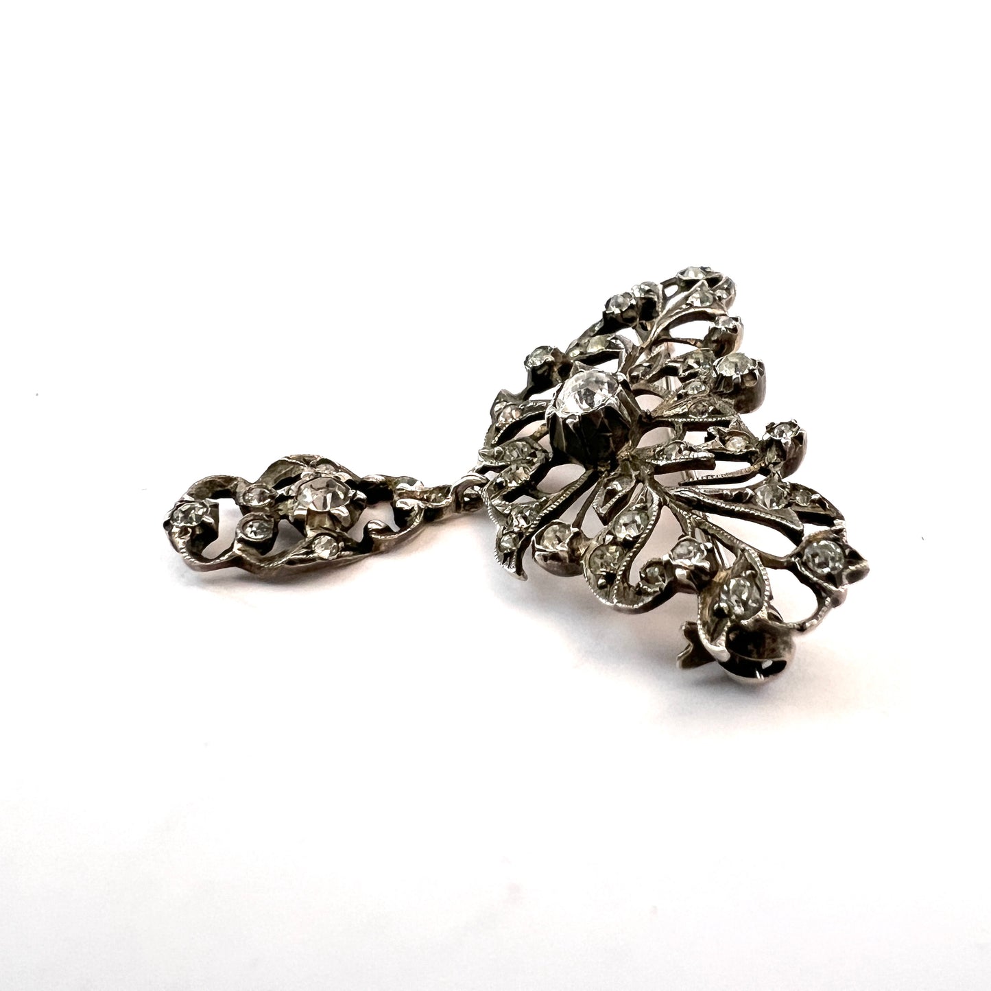 Vintage 1930-40s. Solid 830 Silver Paste Stone Brooch.