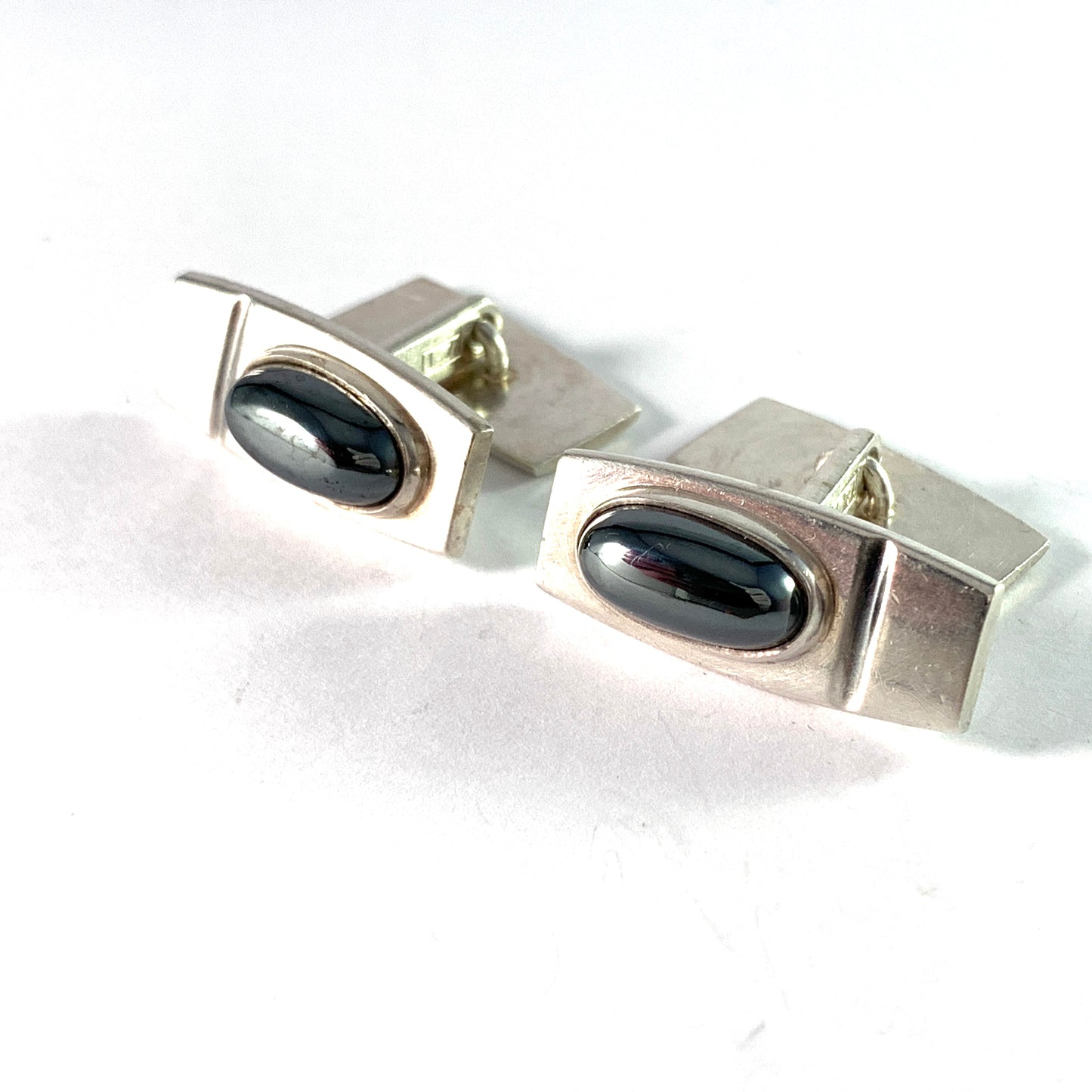 Elis Kauppi, Kupittaan Kulta Finland 1962 Solid Silver Onyx Cufflinks