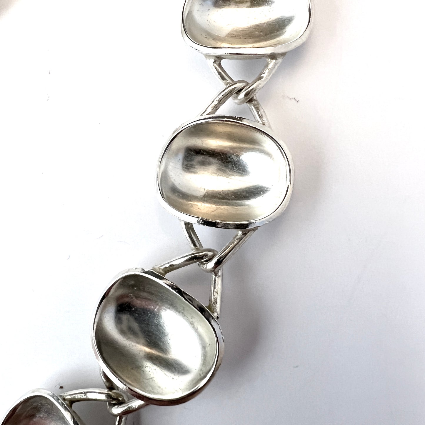 Sigurd Persson for Stigbert 1954-55. Iconic Bowl Necklace and Earrings. Sterling Silver.