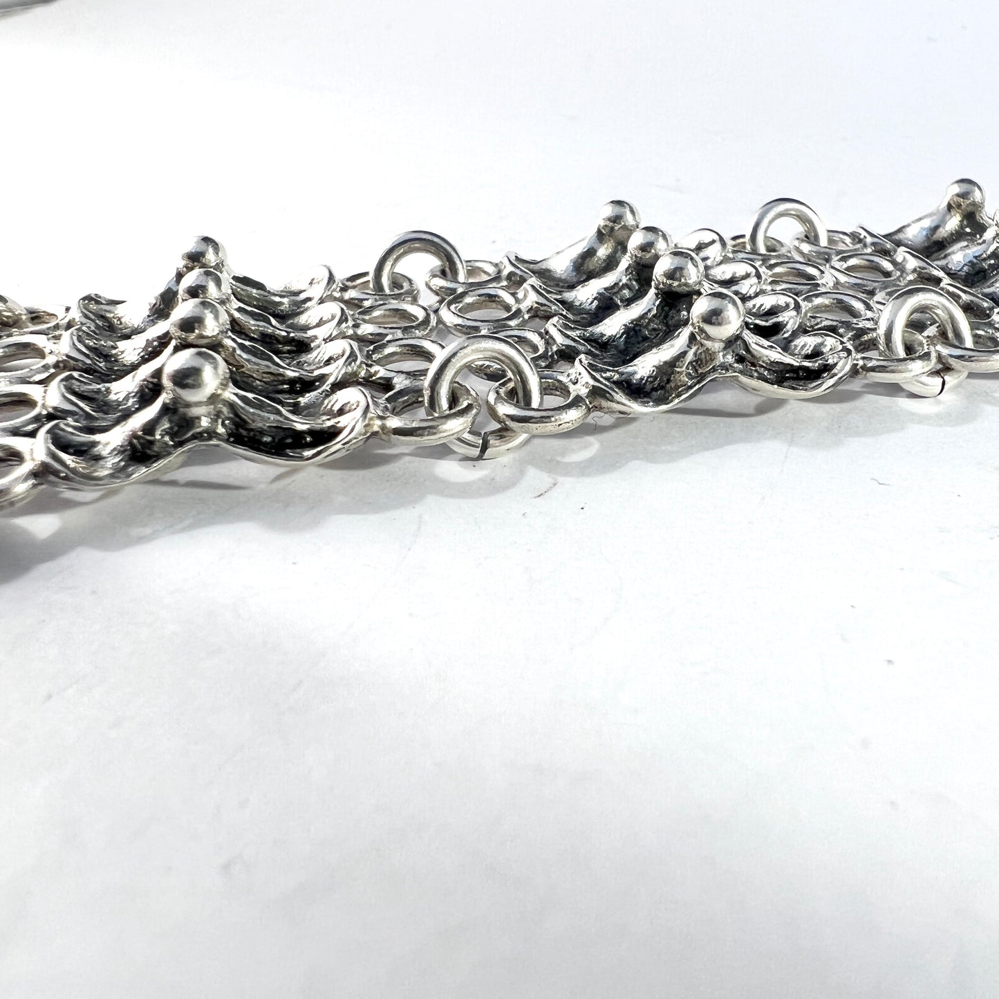 ALTON, Sweden 1972. Chunky Modernist Sterling 935 Silver Bracelet.