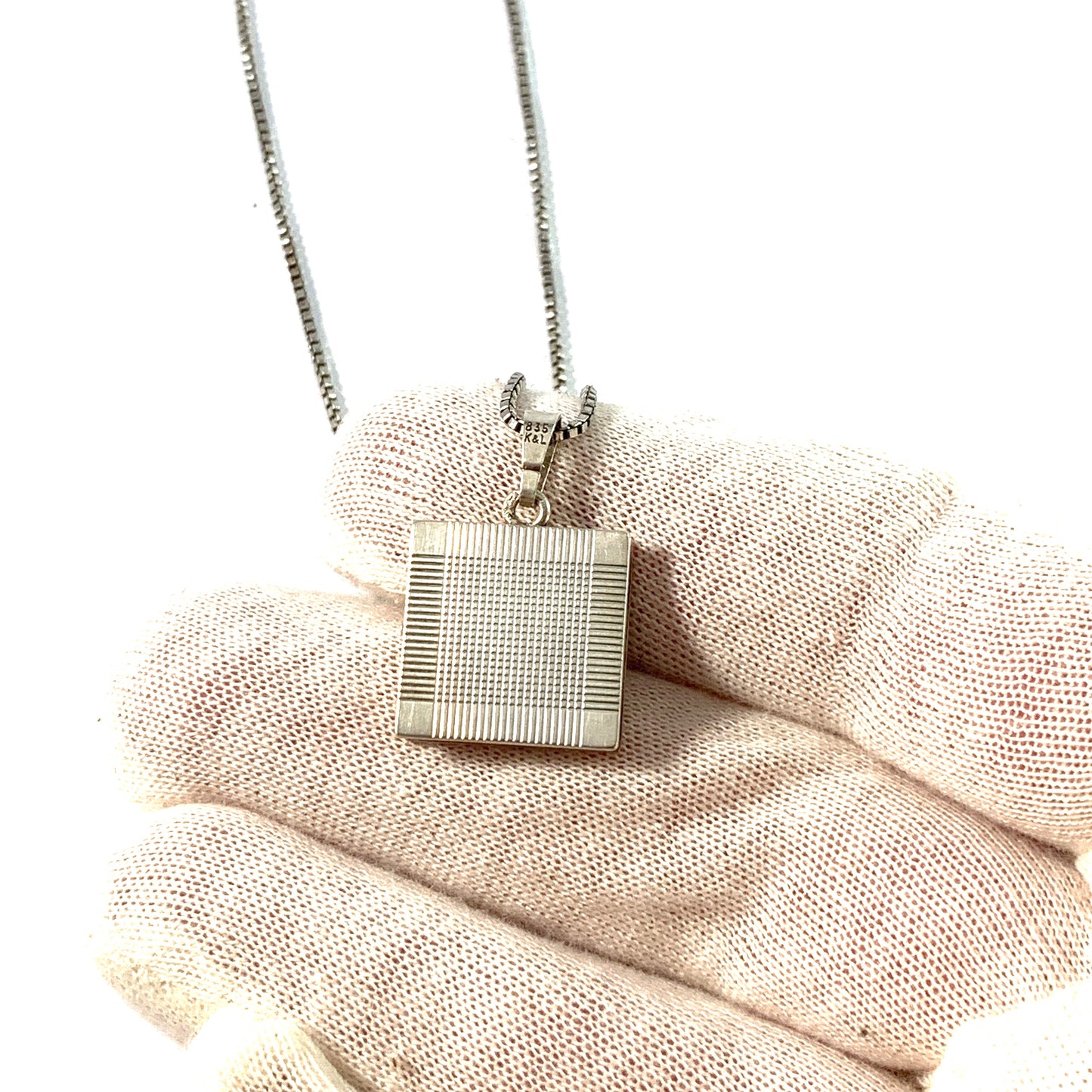 K&L-Kordes Lichtenfels, Germany 1950s. Solid 835 Silver Locket Pendant Necklace