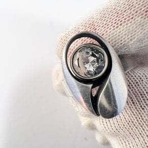 Finn Feelings, Finland Vintage Sterling Silver Rock Crystal Adjustable Size Ring.