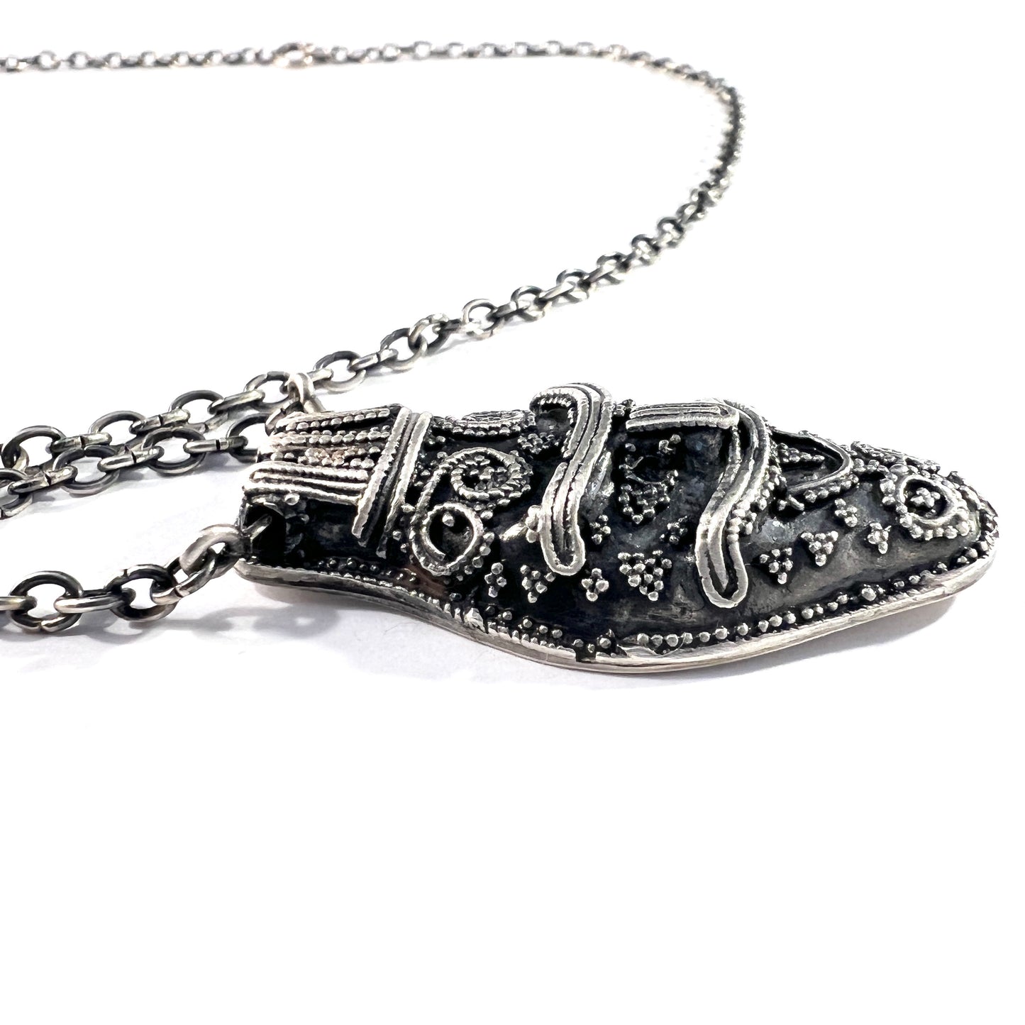 Bengt Hallberg, Sweden. Vintage Solid Silver Viking Copy Unisex Pendant Necklace.