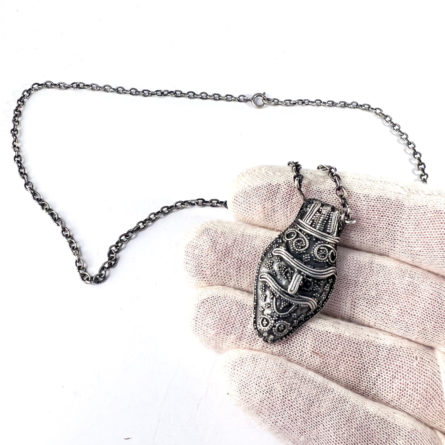 Bengt Hallberg, Sweden. Vintage Solid Silver Viking Copy Unisex Pendant Necklace.