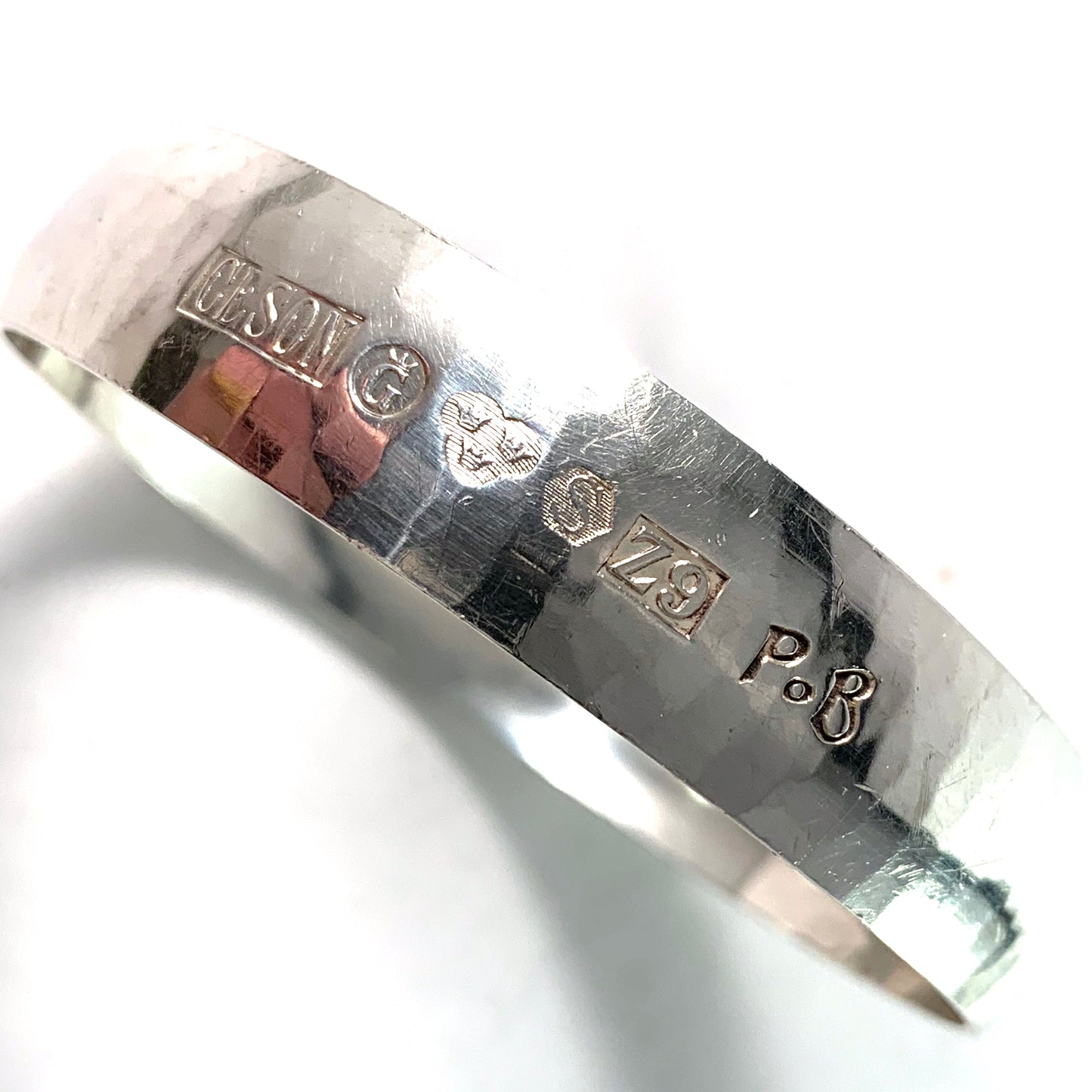 P o B for Ceson, Sweden 1974 Sterling Silver Bangle Bracelet.