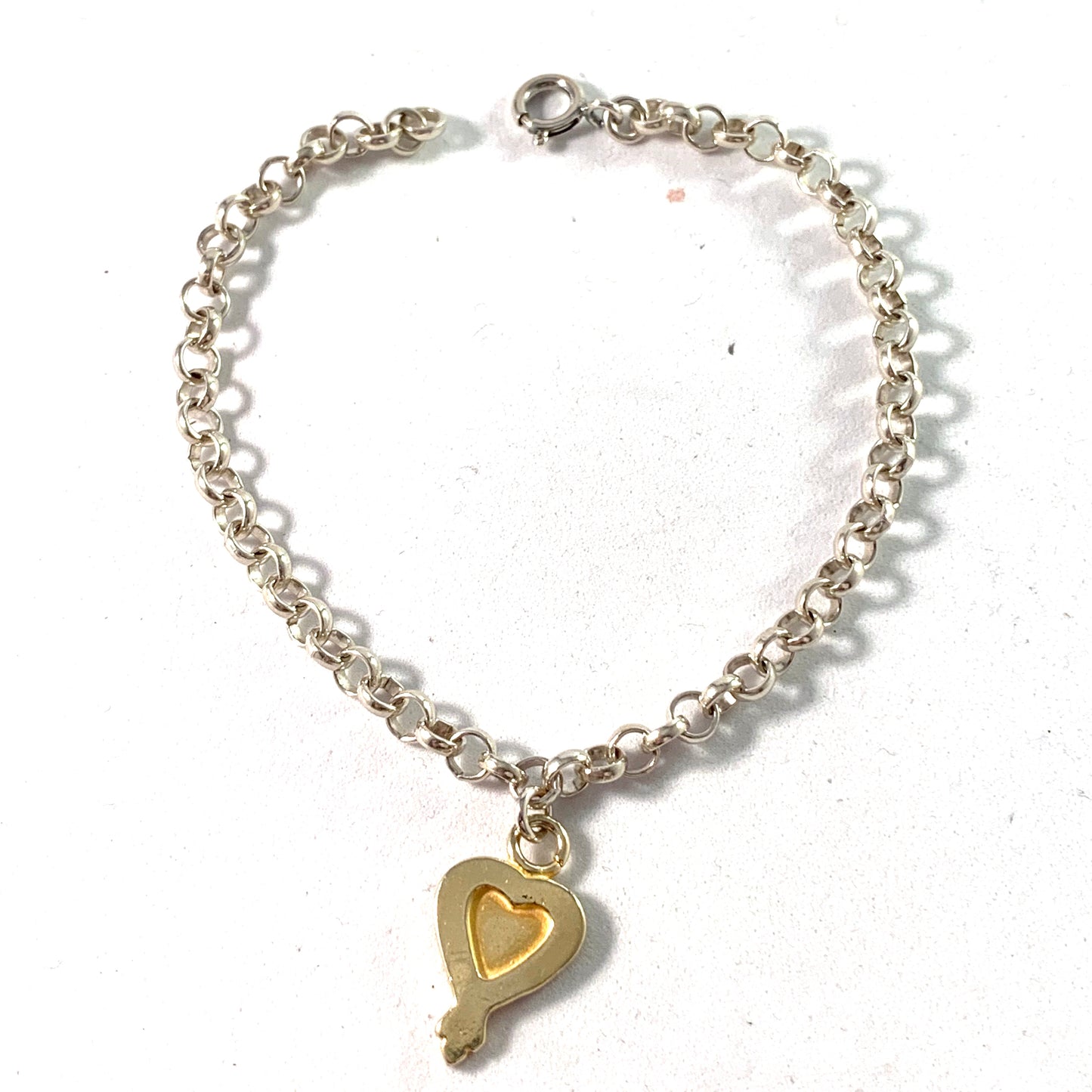 Kalevala Koru, Finland Vintage Sterling Heart Love Charm Bracelet.