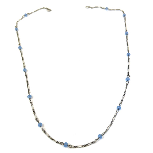 Vintage c 1950s. Solid 835 Silver Chalcedony Necklace.