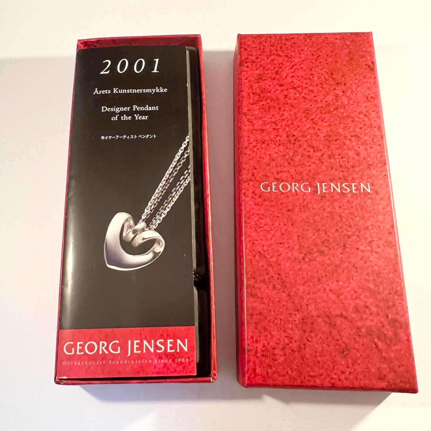 Georg Jensen, designer Regitze Overgaard 2001. Sterling Silver Double Heart Pendant Necklace.