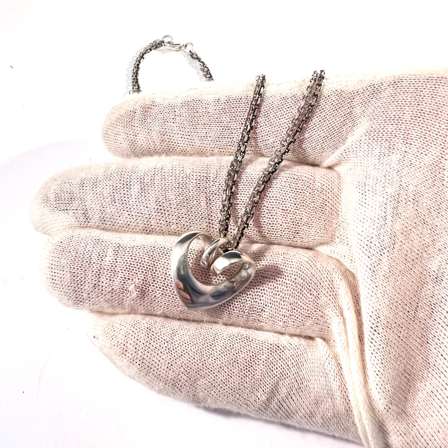 Georg Jensen, designer Regitze Overgaard 2001. Sterling Silver Double Heart Pendant Necklace.