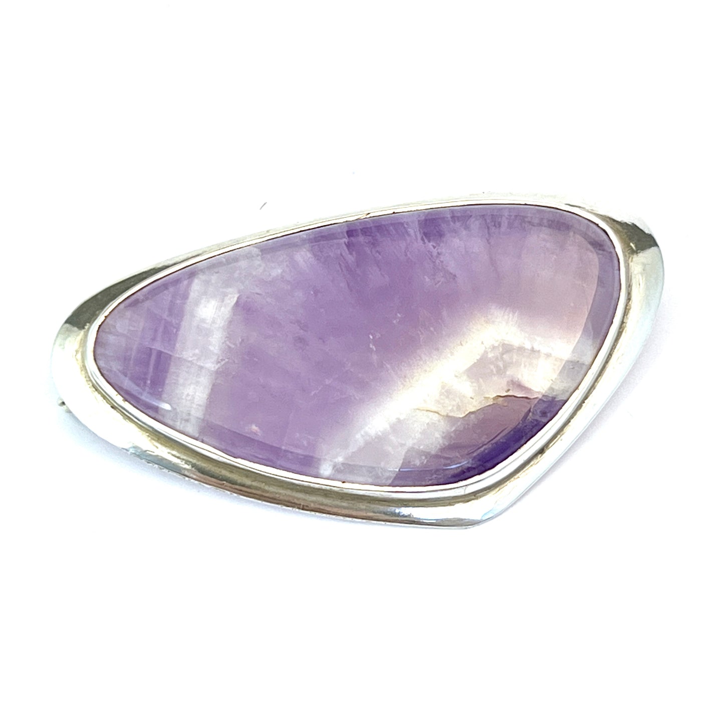 Vintage 1960s. Large Solid 835 Silver Amethyst Brooch.