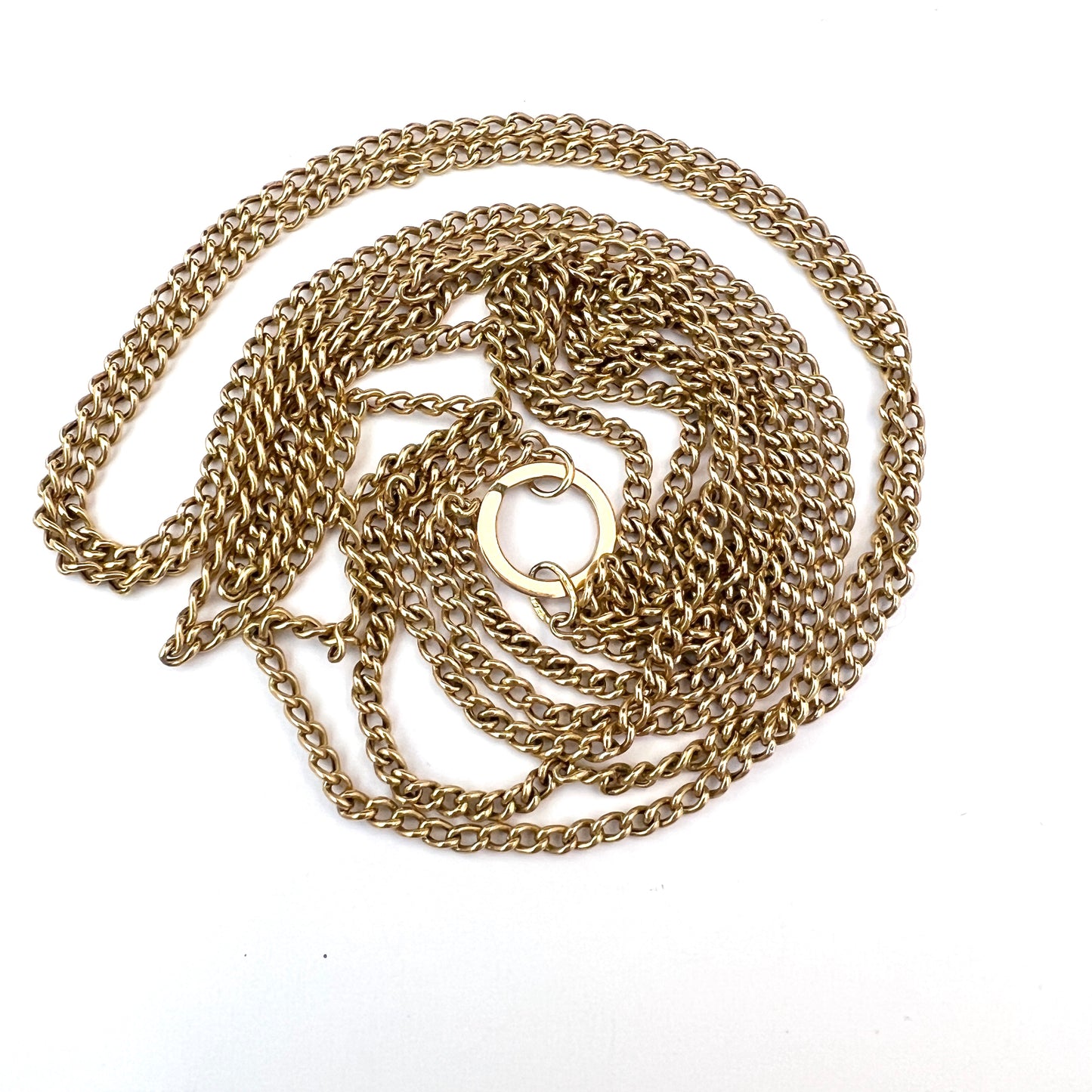 Sweden c 1900. Antique 18k Gold 54 inch Longuard Chain.