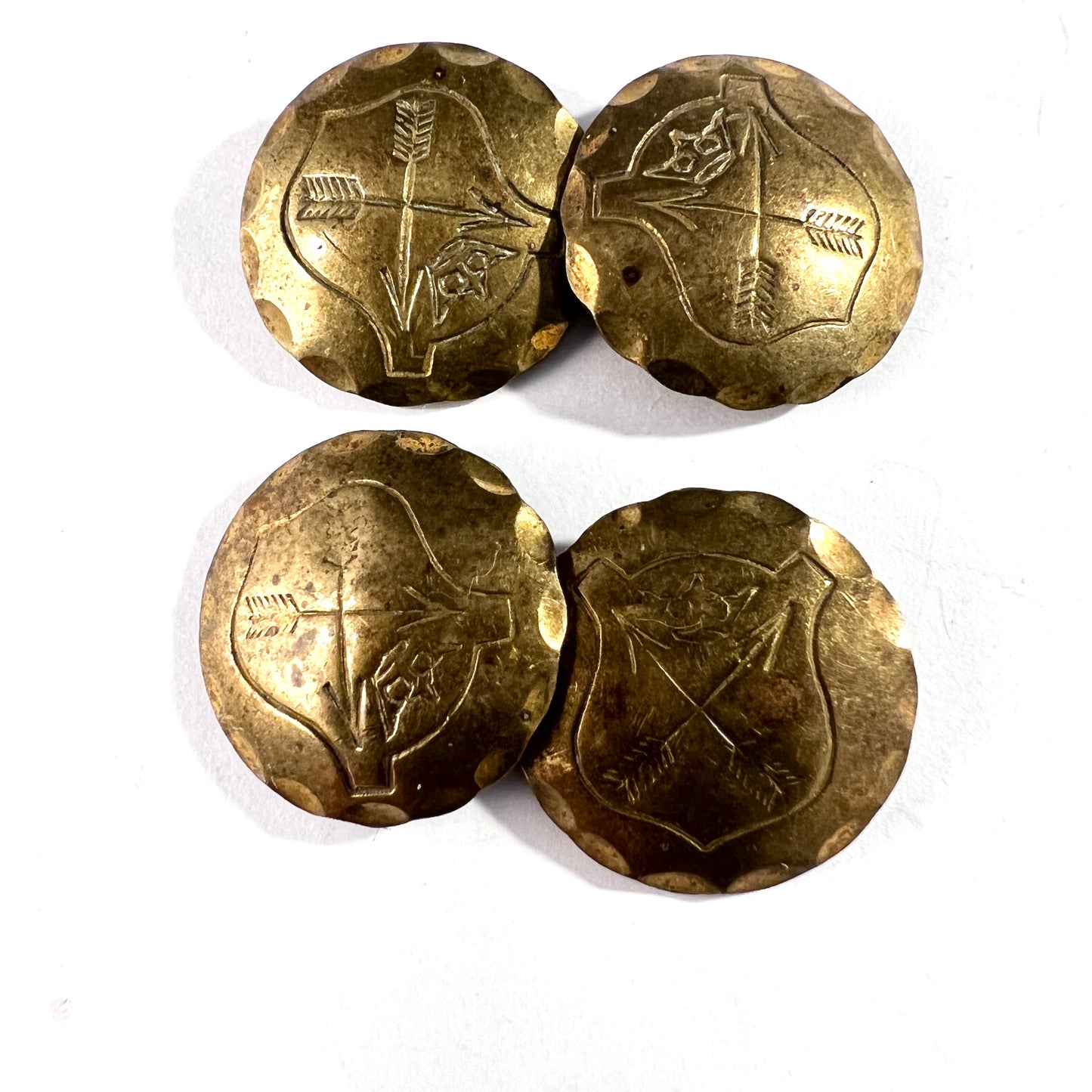 Sweden early 1800s Georgian Brass Military Cufflinks Buttons. Dalecarlia Regiment