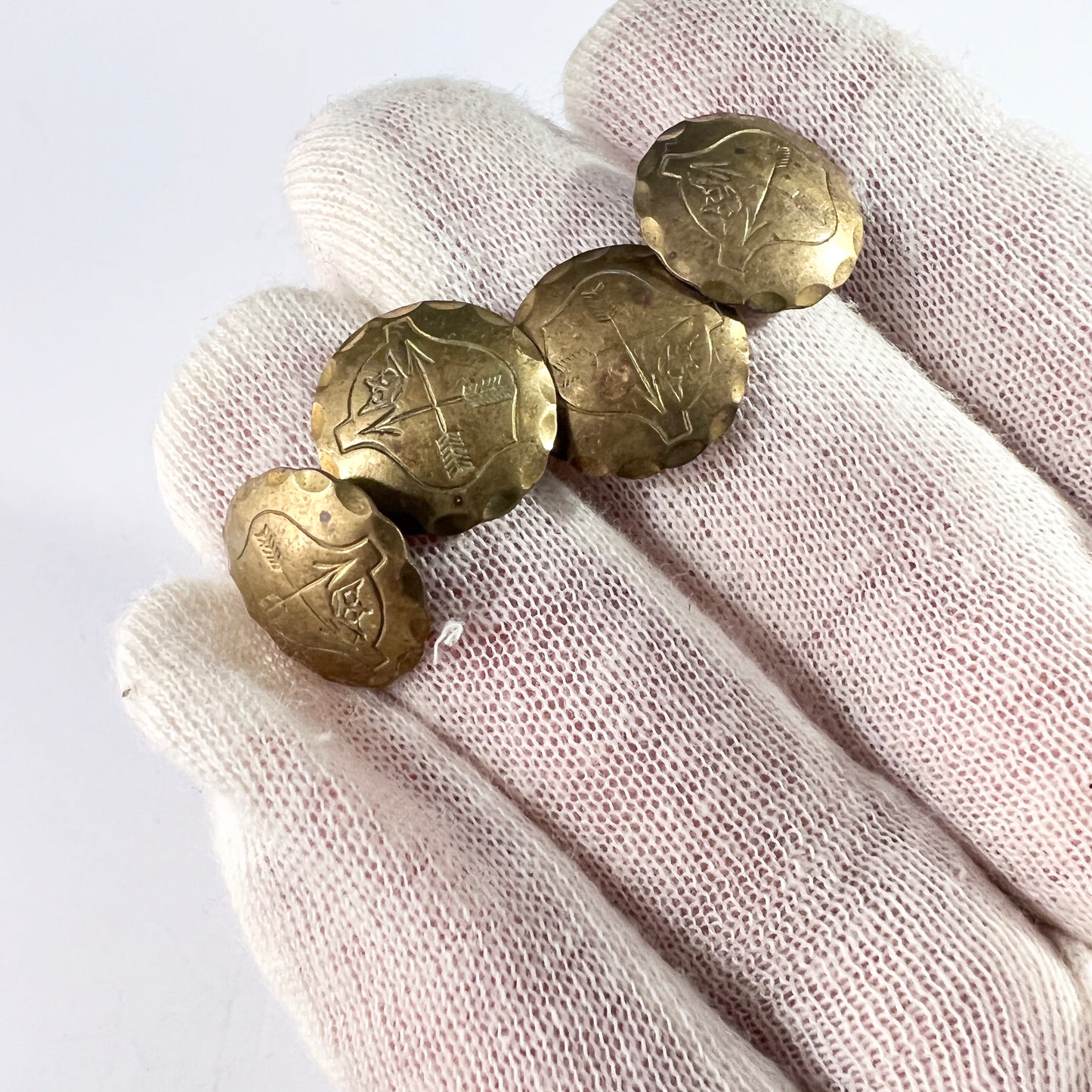 Sweden early 1800s Georgian Brass Military Cufflinks Buttons. Dalecarlia Regiment