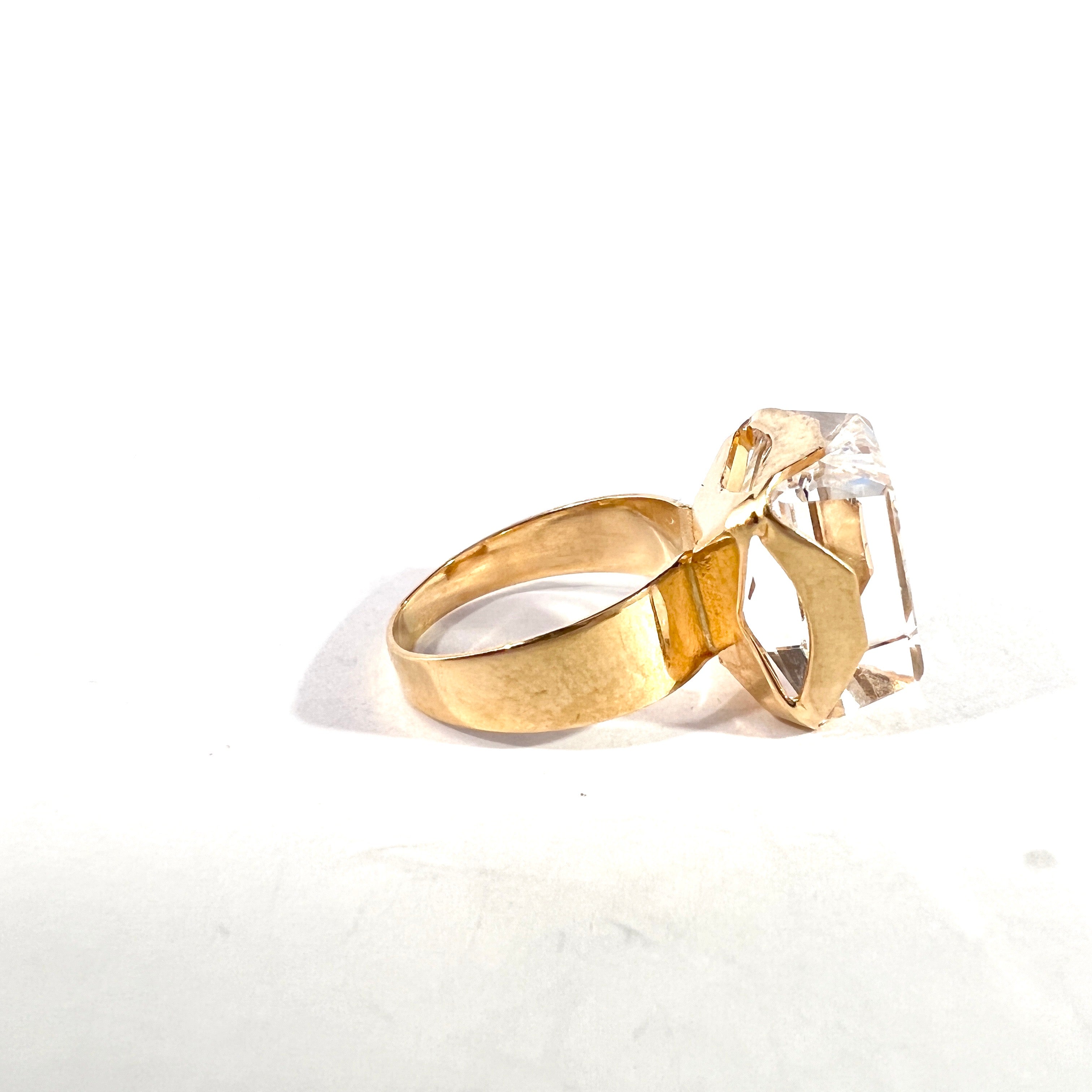 ALTON, Sweden 1972. Vintage 18k Gold Rock Crystal Ring.