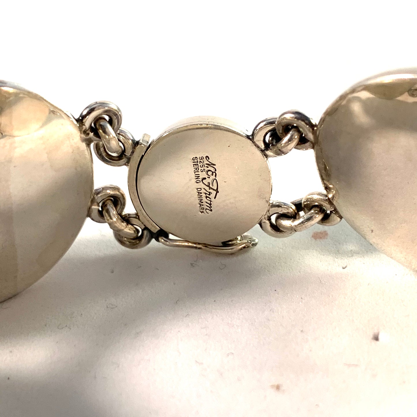 Niels Erik From, Denmark 1950-60s Massive Sterling Silver Amber Bracelet.