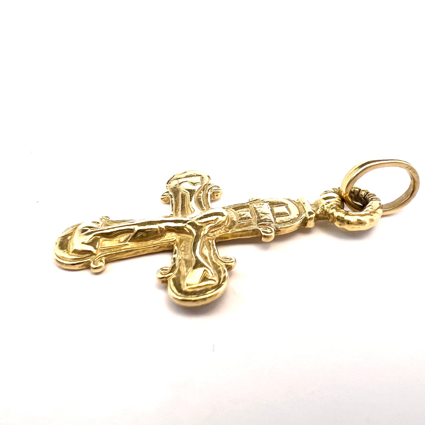 Bengt Hallberg, Sweden. Vintage 18k Gold Medieval Copy Crucifix Cross Unisex Pendant.