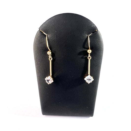 Hedberg, Stockholm 1951. Vintage Mid Century 18k Gold Rock Crystal Earrings.