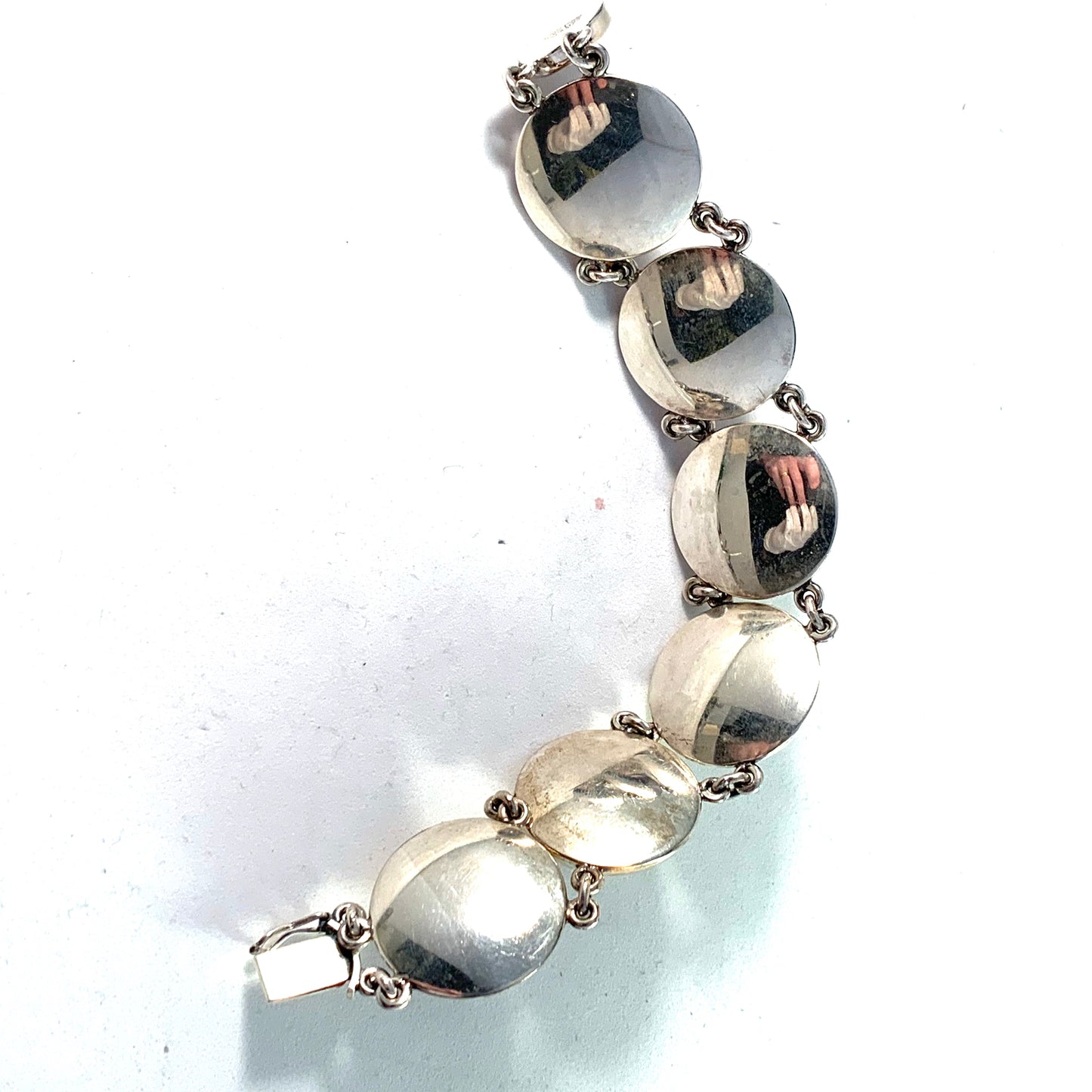 Niels Erik From, Denmark 1950-60s Massive Sterling Silver Amber Bracelet.