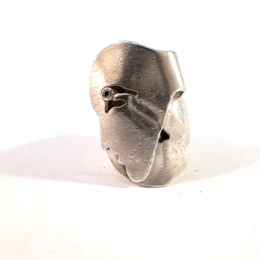Vintage c 1960s Massive 23gram Sterling Silver Two Faces Ring.