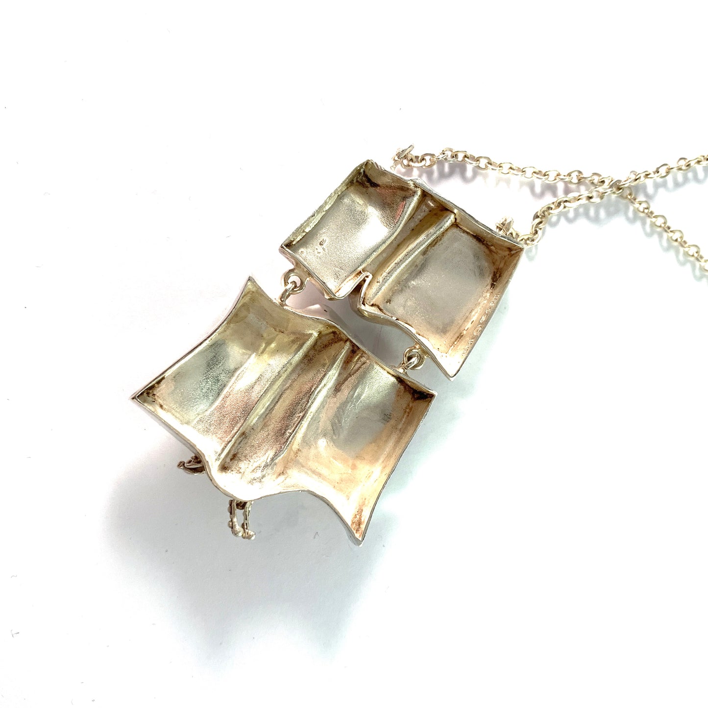 Atelje Stigbert, Stockholm 1974 Large Modernist Solid Silver Pendant Necklace.