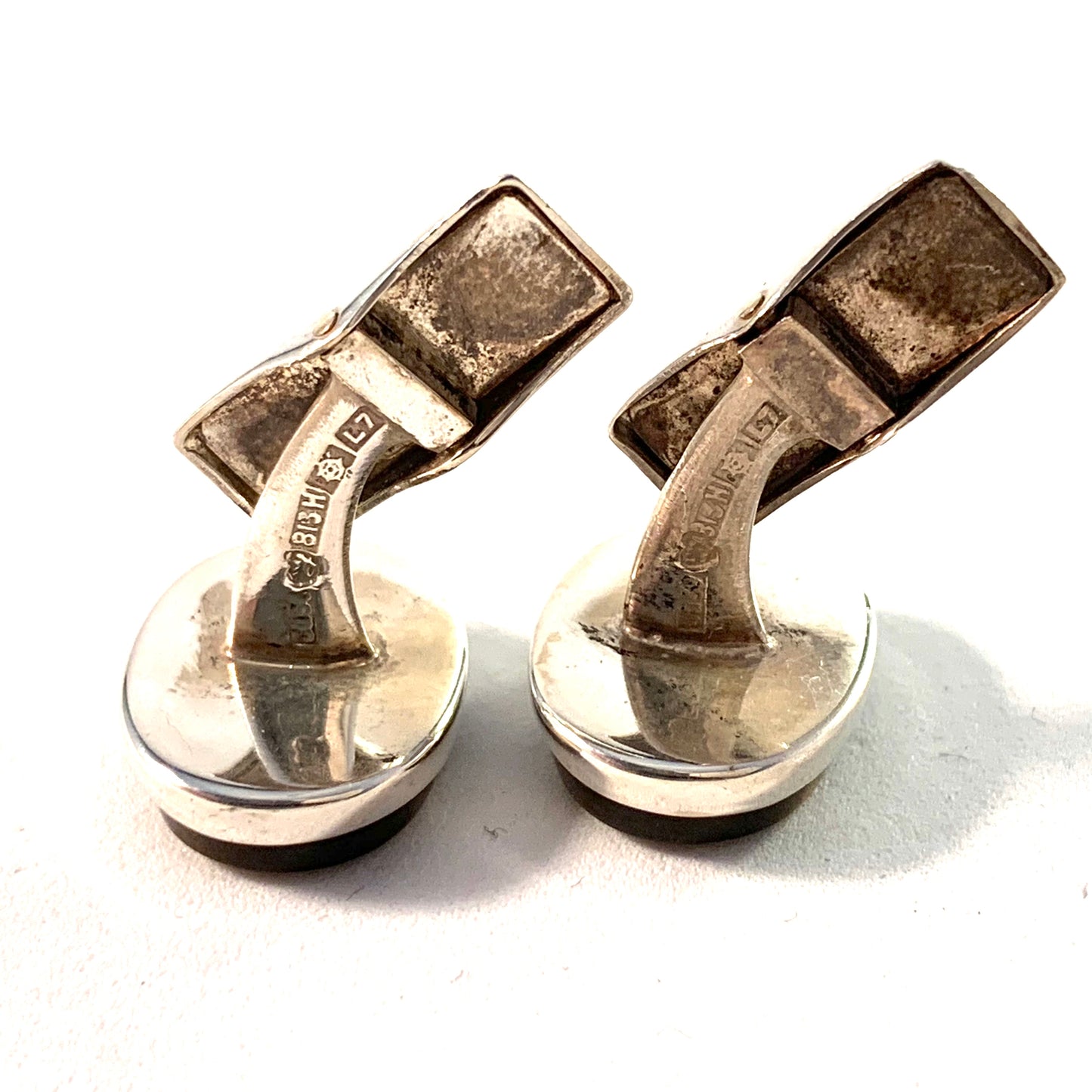 Jase, Finland 1964 Vintage Silver Tiger-Eye Cufflinks.