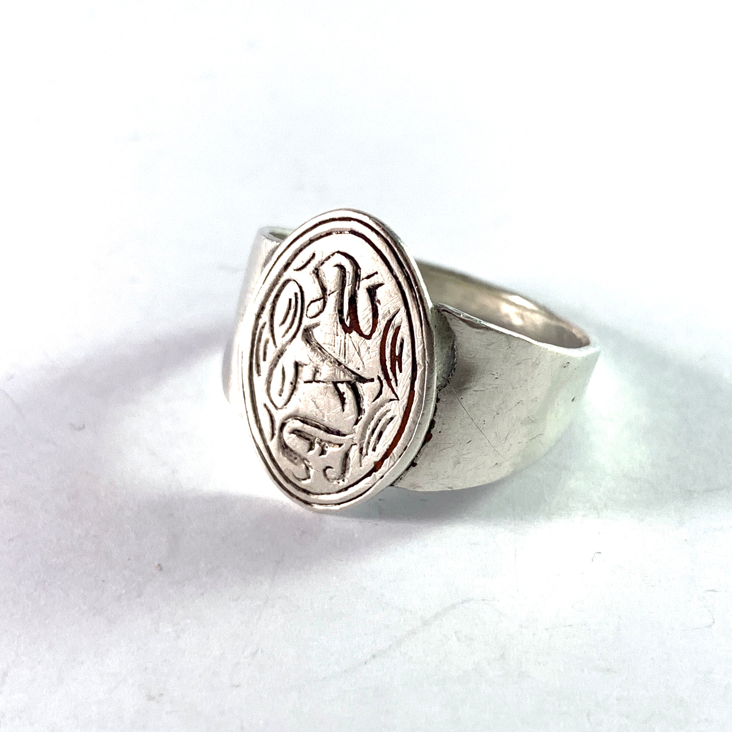 Nils J Helldahl, Sweden 1847-66 Victorian Silver Signet Ring. – T