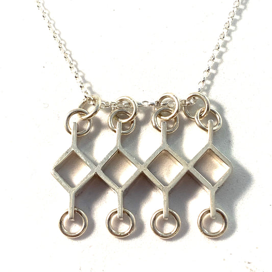 Jorma Laine for Kultateollisus, Finland 1966 Modernist Silver Pendant With A New Sterling Chain.