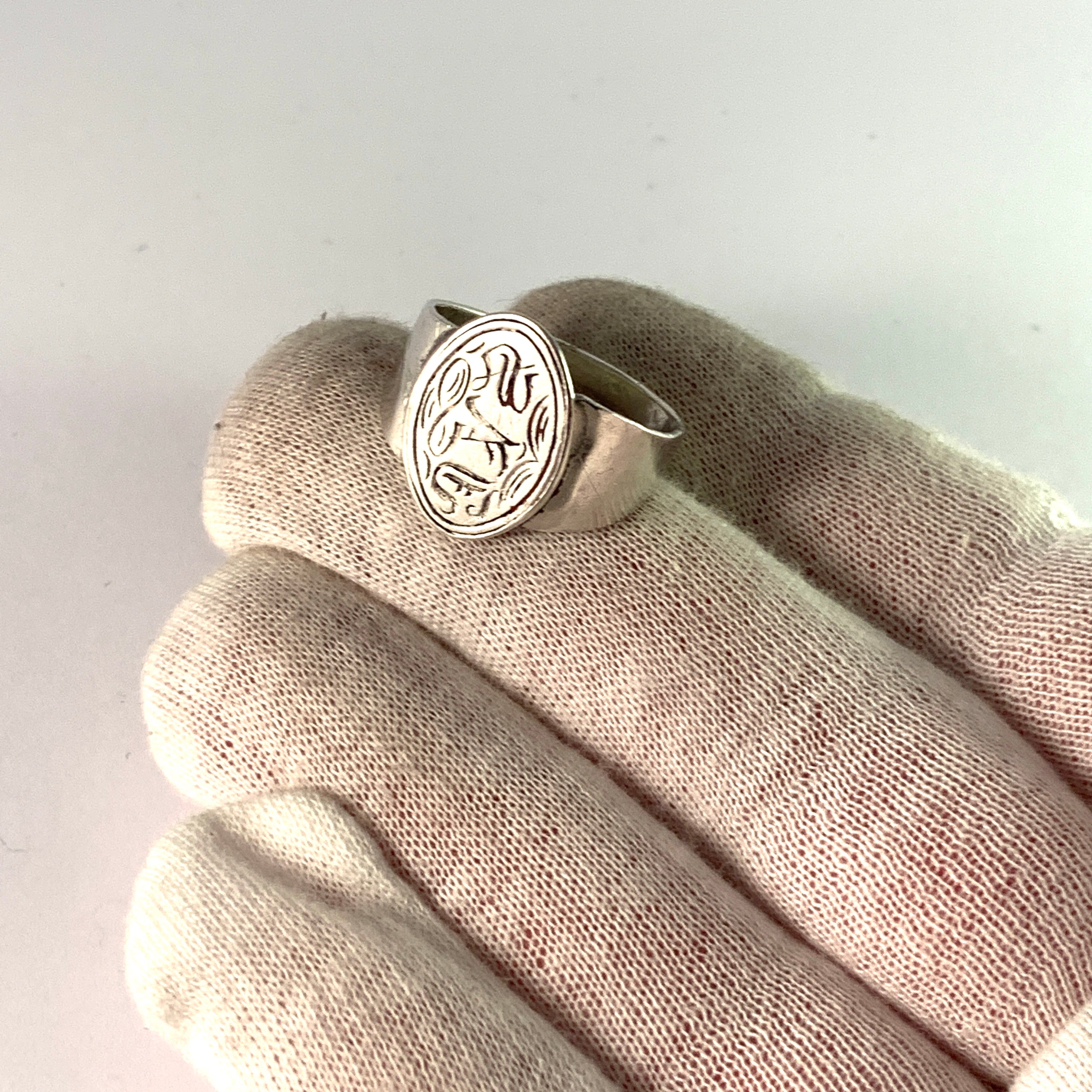 Nils J Helldahl, Sweden 1847-66 Victorian Silver Signet Ring. – T