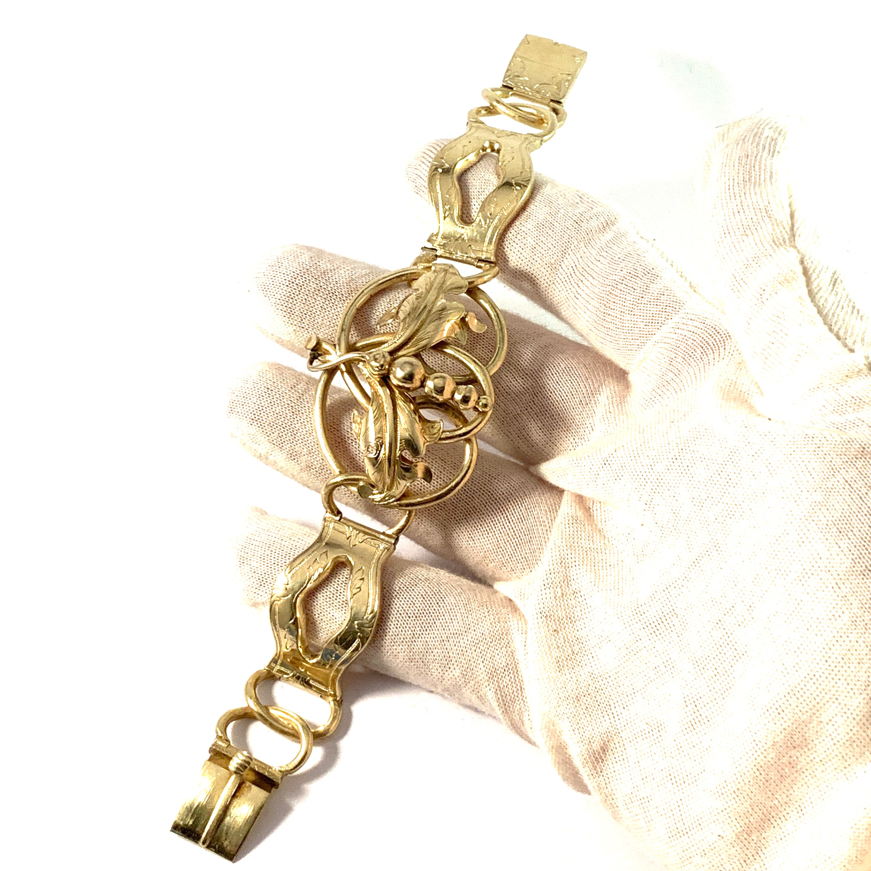 C A Pousette, Sweden 1856. Antique Victorian Silver Vermeil Bracelet.
