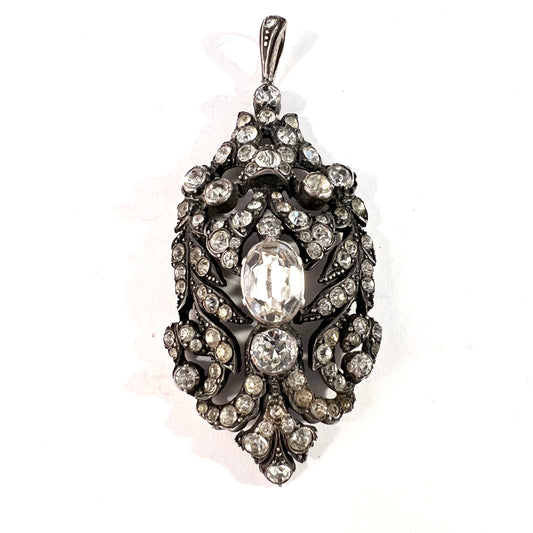 Austria / Germany Early 1900s Solid 830 Silver Paste Stone Large Pendant.