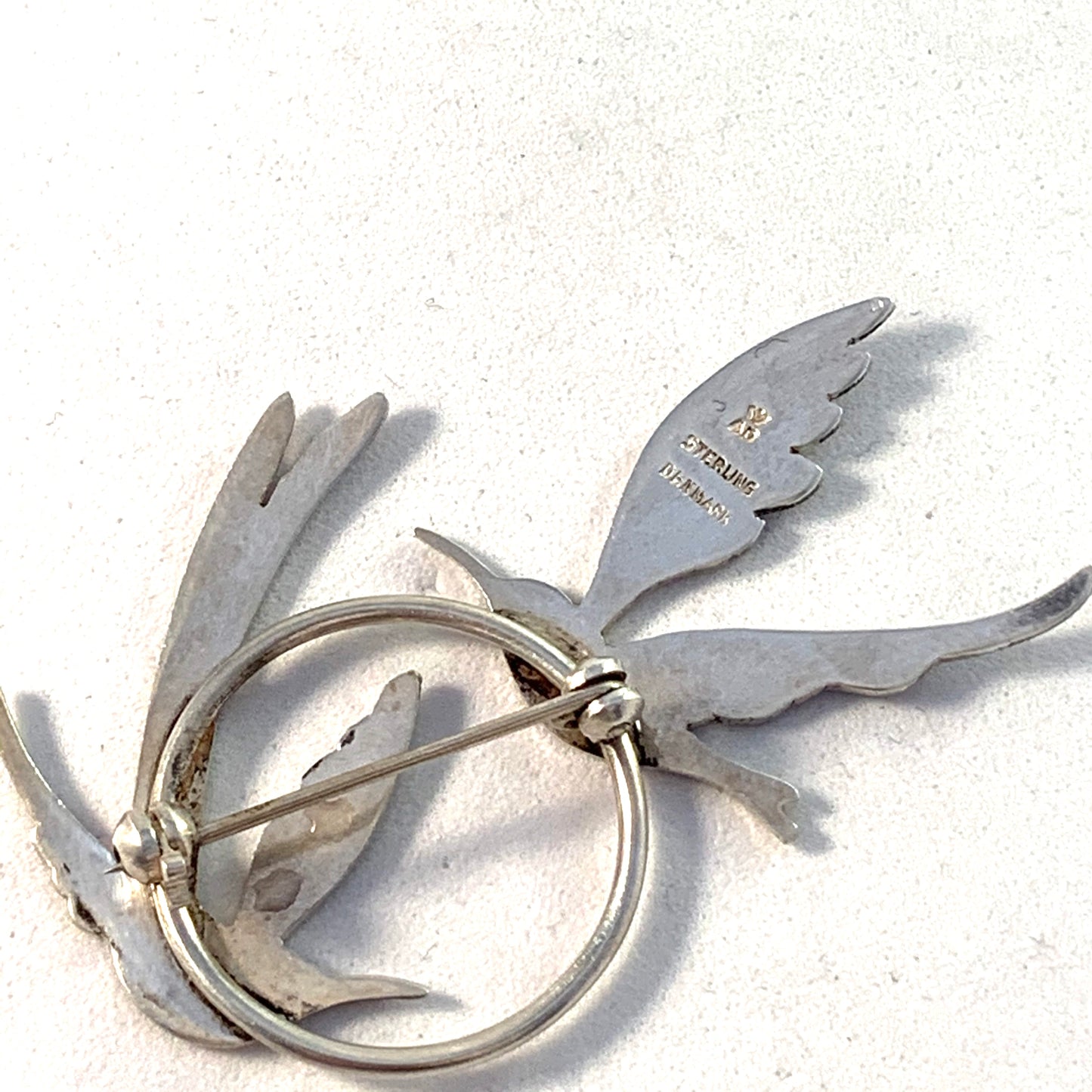 A. Dragsted, Copenhagen Vintage Sterling Silver Enamel Bird Brooch.