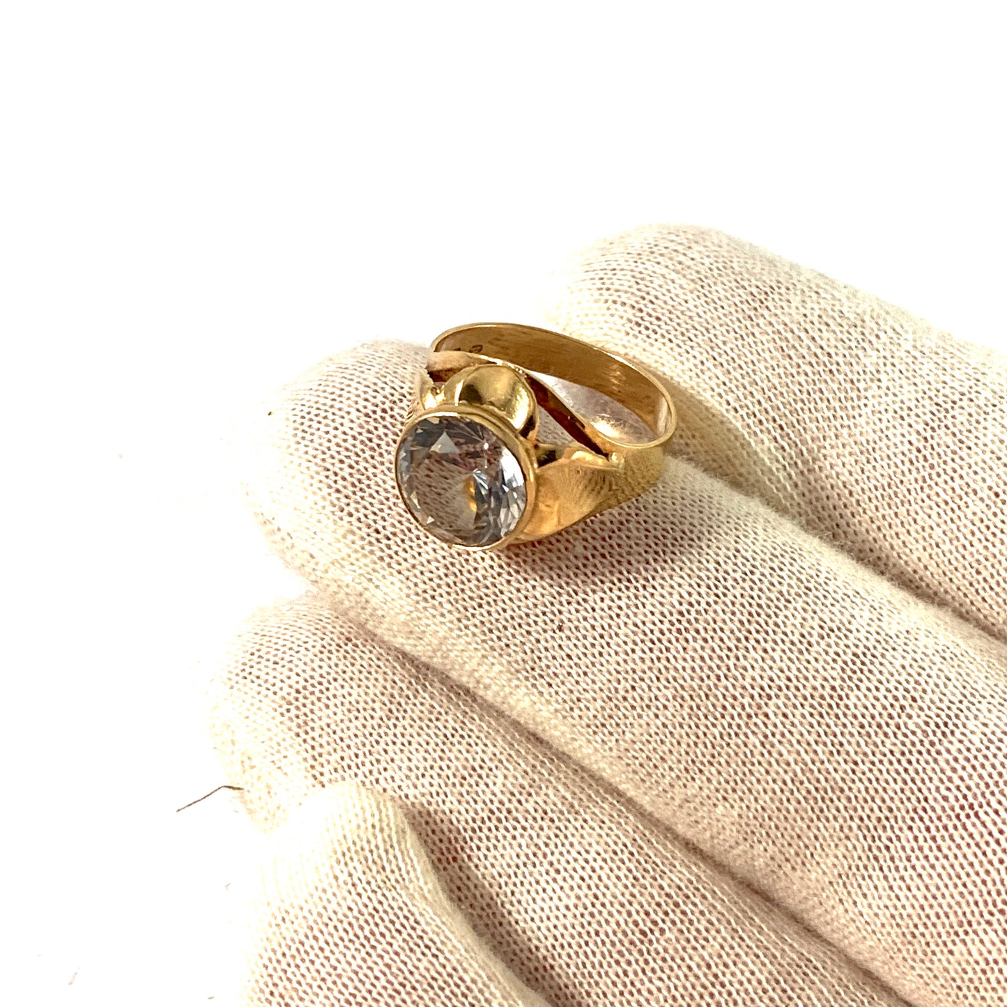 Sweden 1960. Vintage 18k Gold Rock Crystal Ring.