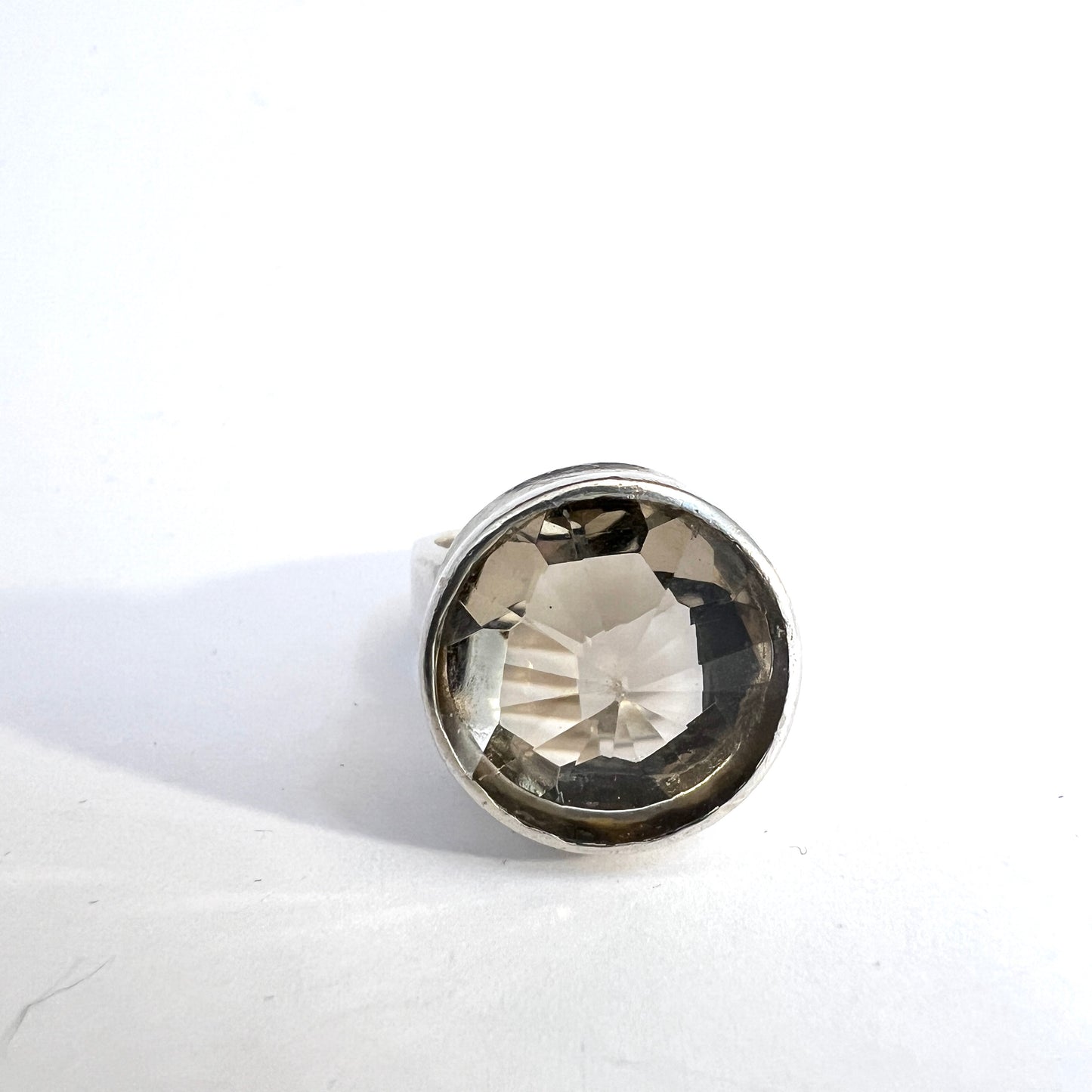 Jan Lundgren, Sweden 1968. Vintage Modernist Sterling Silver Rock Crystal Ring.