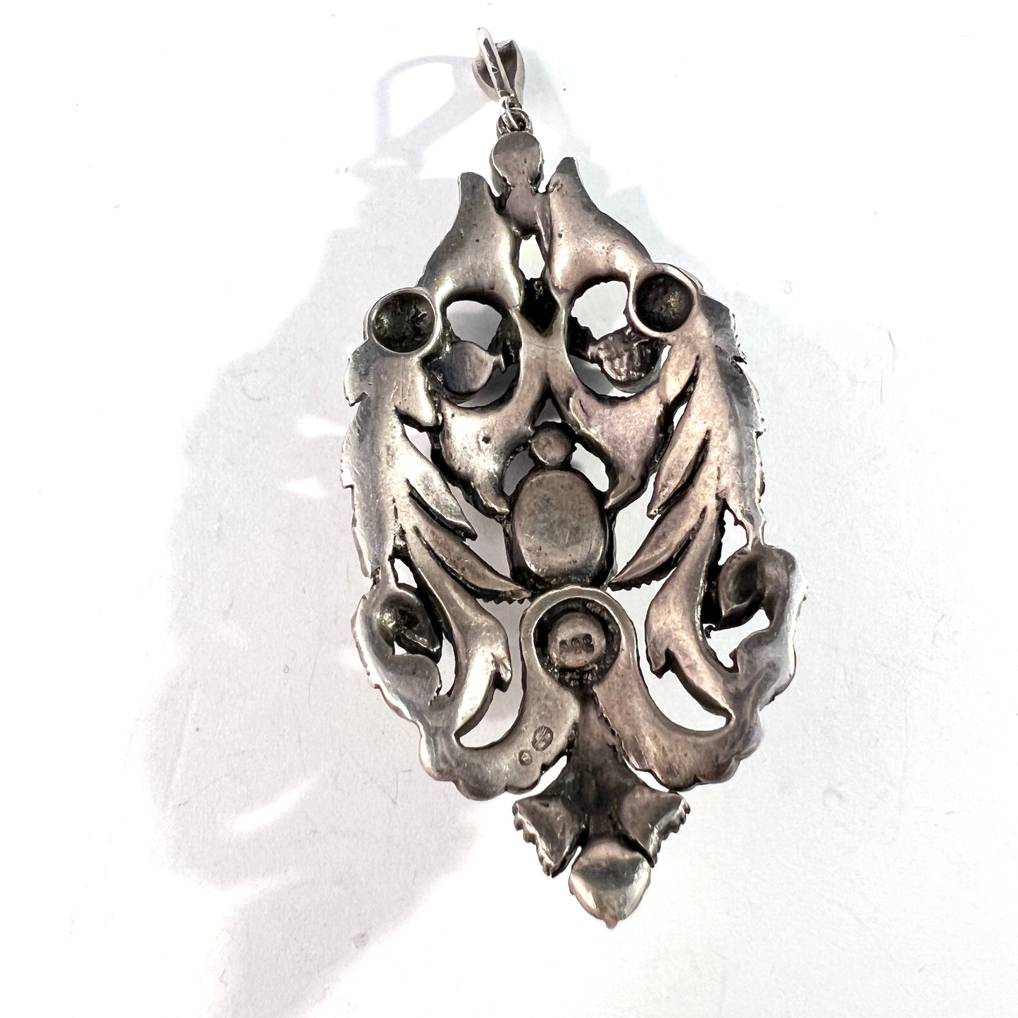 Austria / Germany Early 1900s Solid 830 Silver Paste Stone Large Pendant.